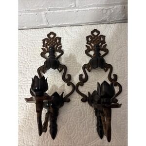 Set of two Vintage‎ Made An India Metal Candle Holders